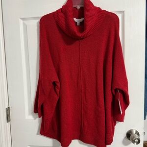 Time and Tru Vibrant Red Cowl Neck Sweater